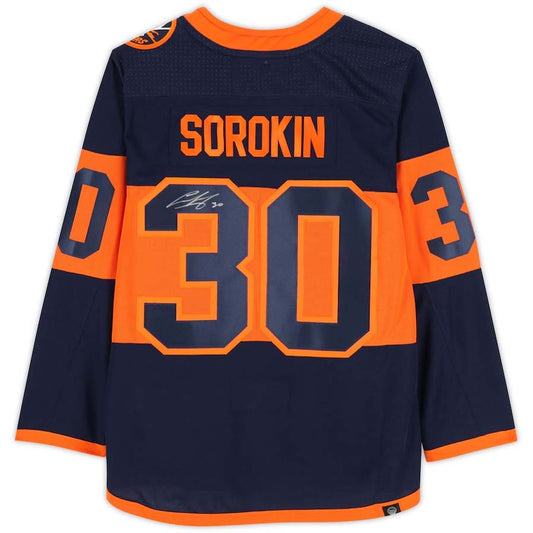 NY.Islanders #30 Ilya Sorokin Autographed Fanatics Authentic 2024 Stadium Series Authentic Jersey Stitched American Hockey Jerseys CustomName
