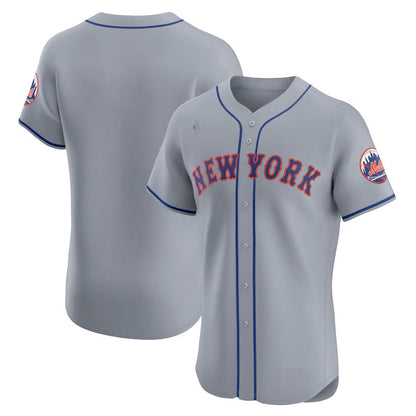 New York Mets Road Vapor Premier Elite Patch Jersey - Gray Stitched Baseball Jersey