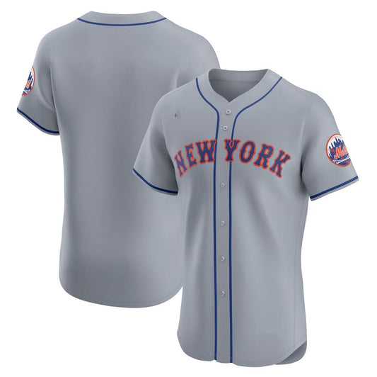 New York Mets Road Vapor Premier Elite Patch Jersey - Gray Stitched Baseball Jersey