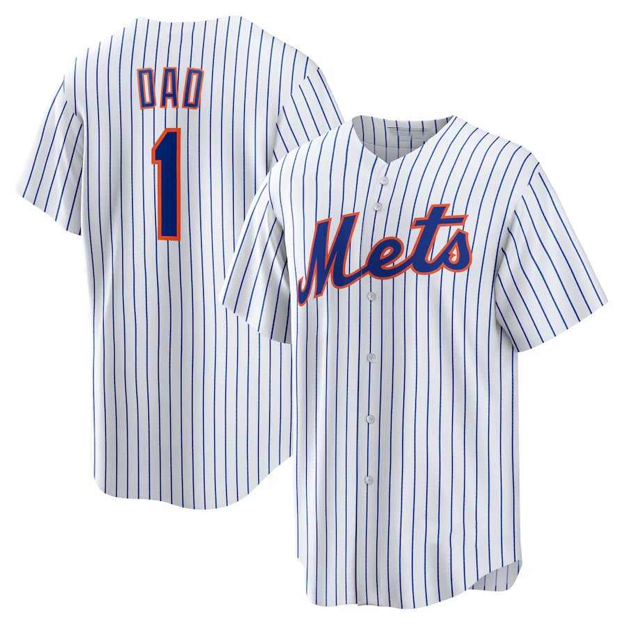 New York Mets #1 Dad Home Replica Jersey - White Stitched Baseball Jersey