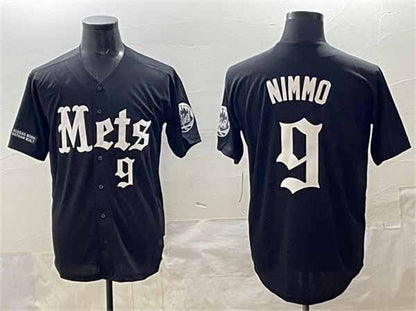 New York Mets #9 Brandon Nimmo Black 'Gotham Gothic Edition' Vapor Premier Limited Stitched Baseball Jersey