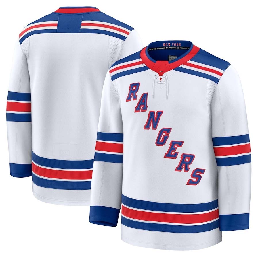 NY.Rangers Fanatics Away Premium Jersey - White Stitched American Hockey Jerseys CustomName