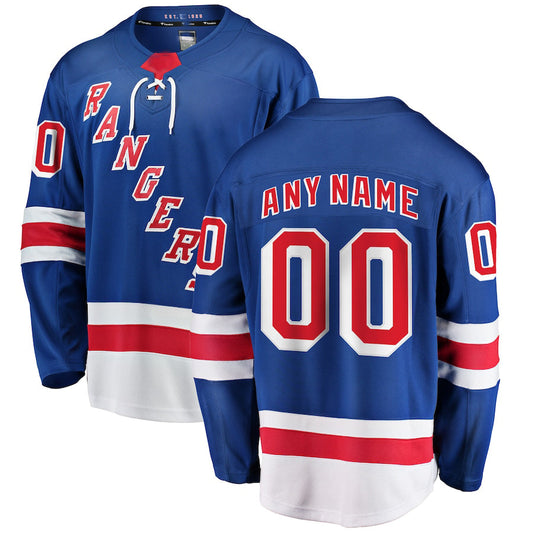 Custom NY.Rangers Fanatics Branded Home Breakaway Royal Stitched American Hockey Jerseys CustomName