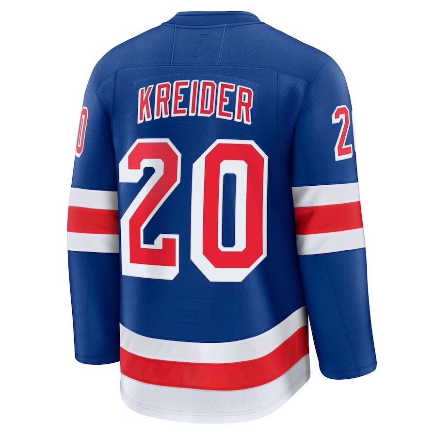 NY.Rangers #20 Chris Kreider Fanatics Home Premium Jersey - Blue Stitched American Hockey Jerseys CustomName