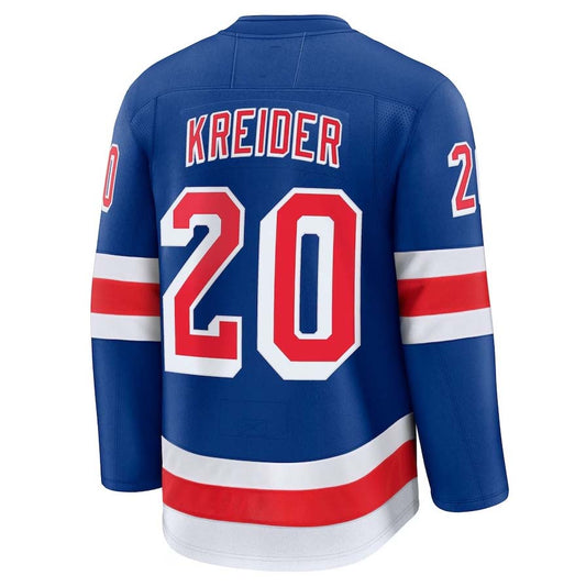 NY.Rangers #20 Chris Kreider Fanatics Home Premium Jersey - Blue Stitched American Hockey Jerseys CustomName