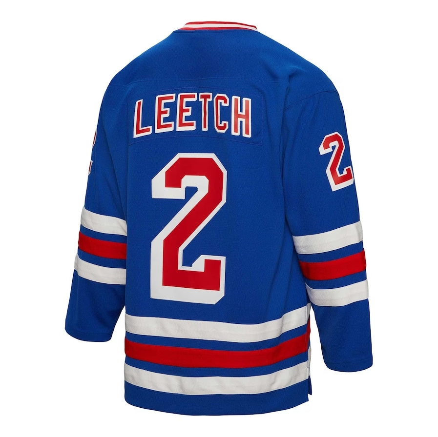 NY.Rangers #2 Brian Leetch Mitchell & Ness Alternate Captain Patch 1993-94 Blue Line Player Jersey - Blue Stitched American Hockey Jerseys CustomName