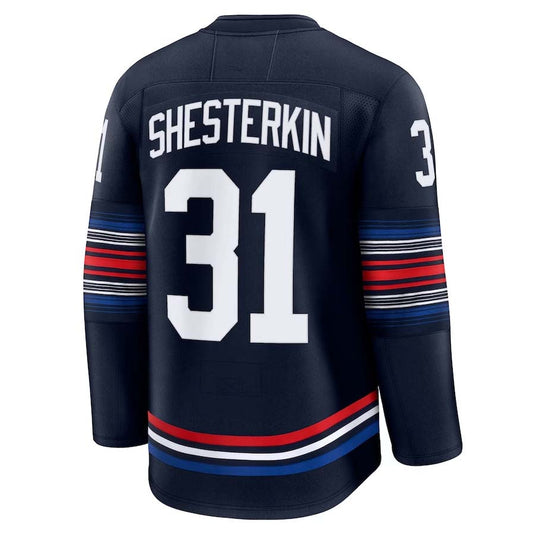 NY.Rangers #31 Igor Shesterkin Fanatics Alternate Premium Jersey - Navy Stitched American Hockey Jerseys CustomName