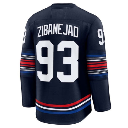 NY.Rangers #93 Mika Zibanejad Fanatics Alternate Premium Jersey - Navy Stitched American Hockey Jerseys CustomName