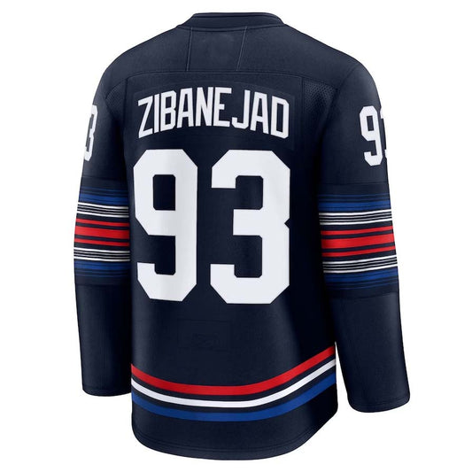NY.Rangers #93 Mika Zibanejad Fanatics Alternate Premium Jersey - Navy Stitched American Hockey Jerseys CustomName