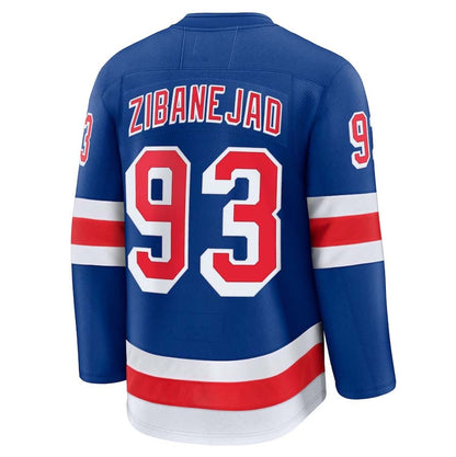 NY.Rangers #93 Mika Zibanejad Fanatics Home Premium Jersey - Blue Stitched American Hockey Jerseys CustomName