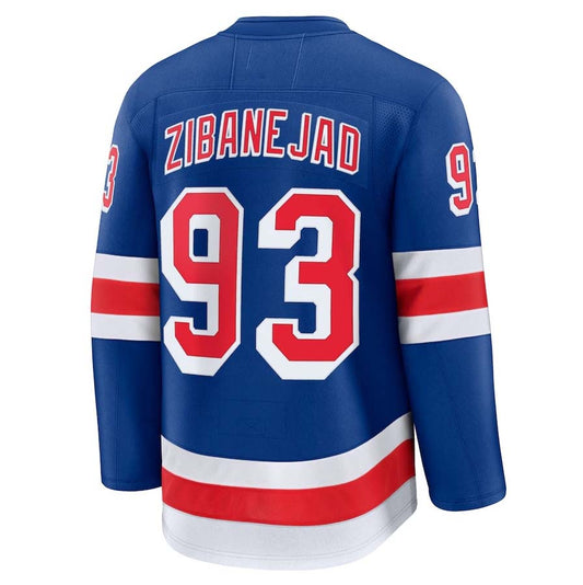 NY.Rangers #93 Mika Zibanejad Fanatics Home Premium Jersey - Blue Stitched American Hockey Jerseys CustomName