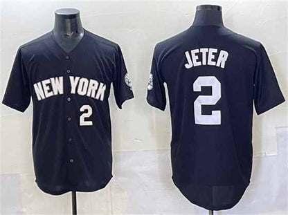 New York Yankees #2 Derek Jeter Black Limited Stitched Baseball Jersey