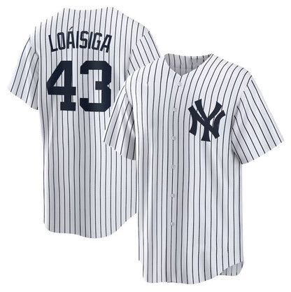 New York Yankees #43 Jonathan Lo¨¢isiga Home Replica Jersey - White Stitched Baseball Jersey