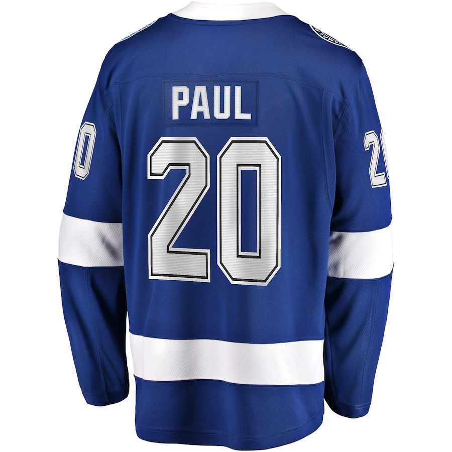 TB.Lightning #20 Nicholas Paul Fanatics Branded Home Breakaway Player Jersey Blue Stitched American Hockey Jerseys CustomName