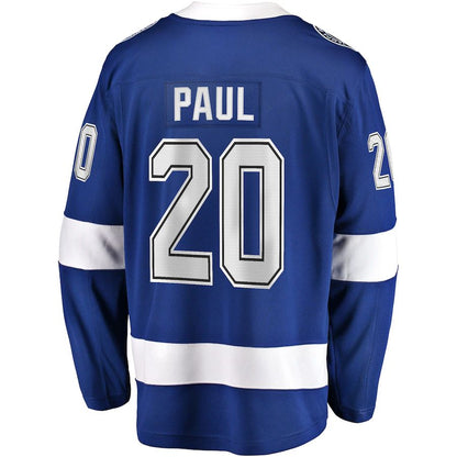 TB.Lightning #20 Nicholas Paul Fanatics Branded Home Breakaway Player Jersey Blue Stitched American Hockey Jerseys CustomName