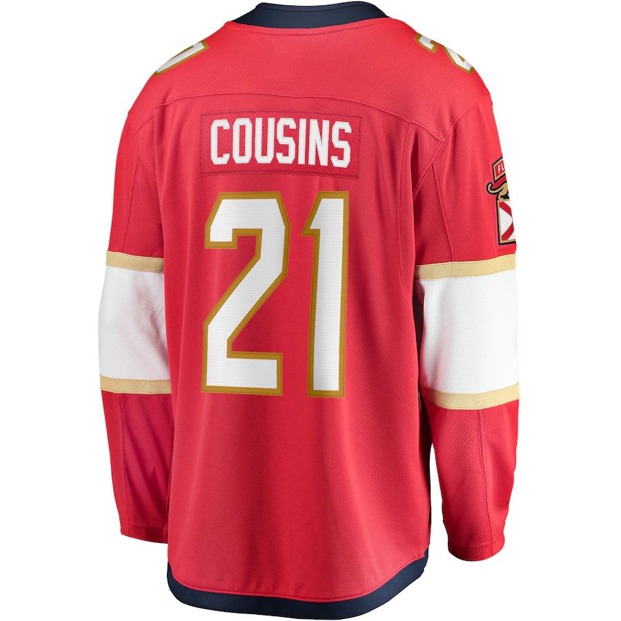 F.Panthers #21 Nick Cousins Fanatics Branded Home Breakaway Player Jersey Red Stitched American Hockey Jerseys CustomName