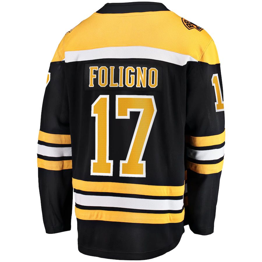 B.Bruins #17 Nick Foligno Fanatics Branded Home Breakaway Player Jersey Black Stitched American Hockey Jerseys CustomName