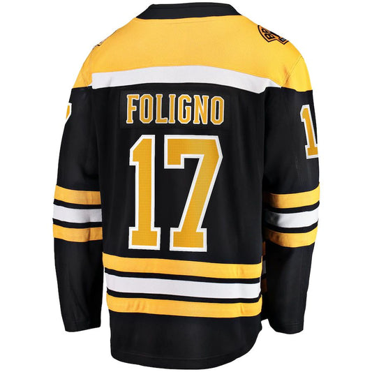 B.Bruins #17 Nick Foligno Fanatics Branded Home Breakaway Player Jersey Black Stitched American Hockey Jerseys CustomName