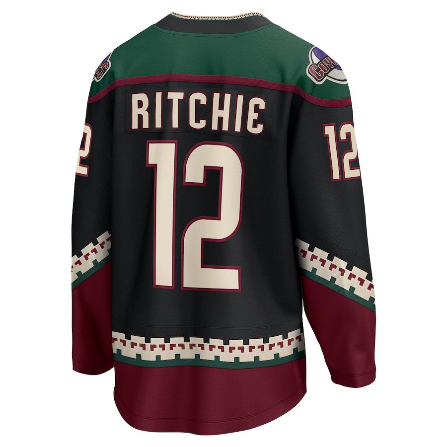 A.Coyotes #12 Nick Ritchie Fanatics Branded Home Breakaway Player Jersey Black Stitched American Hockey Jerseys CustomName