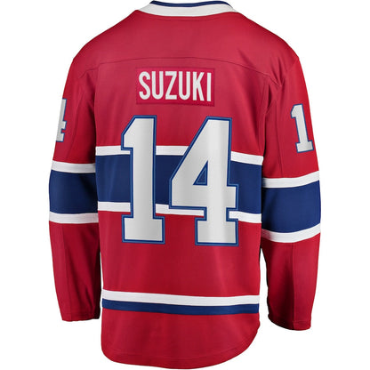 M.Canadiens #14 Nick Suzuki Fanatics Branded Home Premier Breakaway Player Jersey Jersey  Red Stitched American Hockey Jerseys CustomName