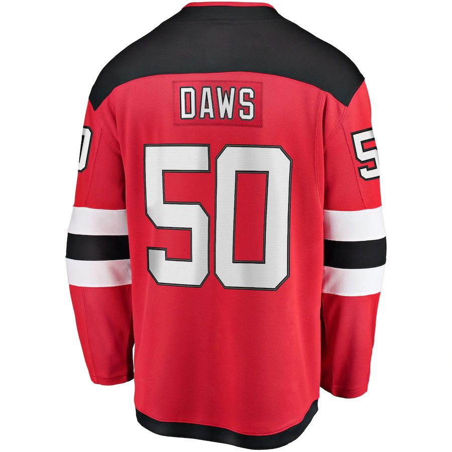 NJ.Devils #50 Nico Daws Fanatics Branded Home Breakaway Player Jersey Red Stitched American Hockey Jerseys CustomName