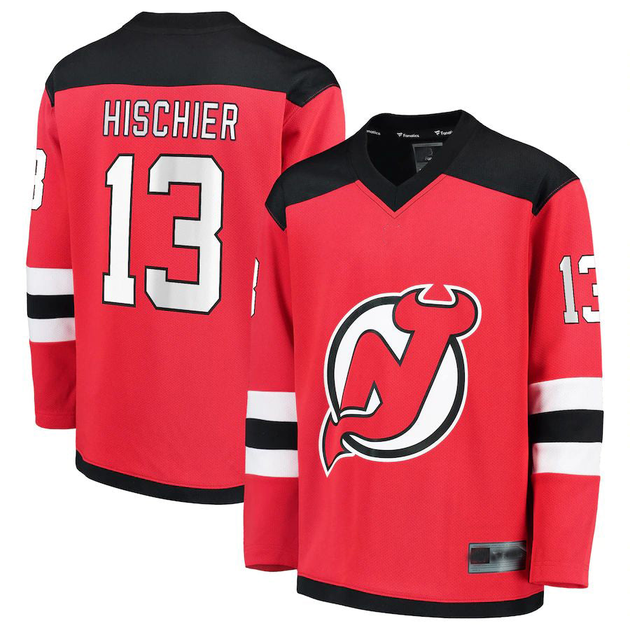 NJ.Devils #13 Nico Hischier Fanatics Branded Replica Player Jersey Red Stitched American Hockey Jerseys CustomName