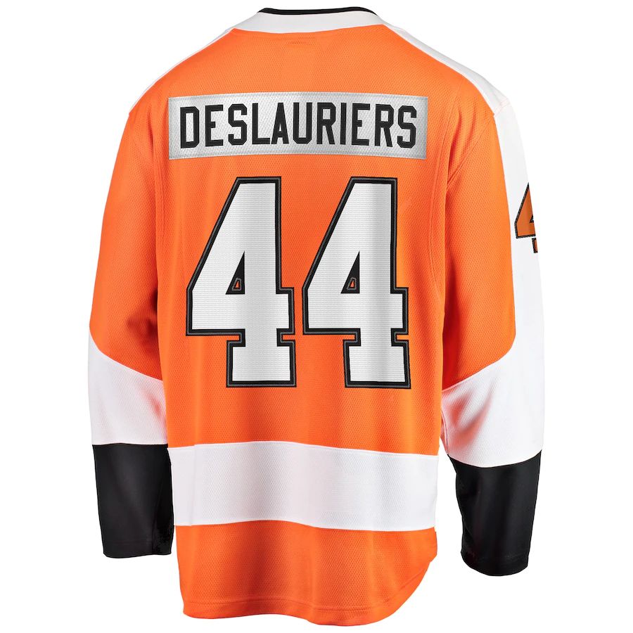 P.Flyers #44 Nicolas Deslauriers Fanatics Branded Home Breakaway Player Jersey Orange Stitched American Hockey Jerseys CustomName