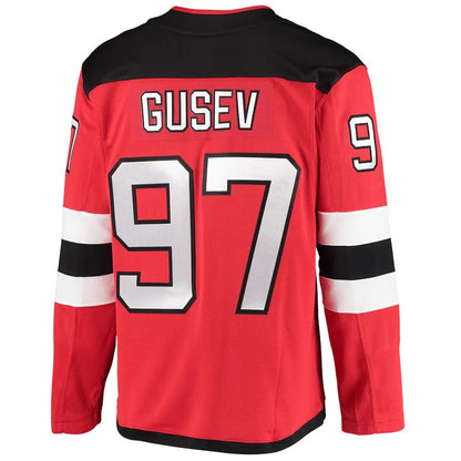 NJ.Devils #97 Nikita Gusev Fanatics Branded 2020-21 Home Breakaway Player Jersey Red Stitched American Hockey Jerseys CustomName