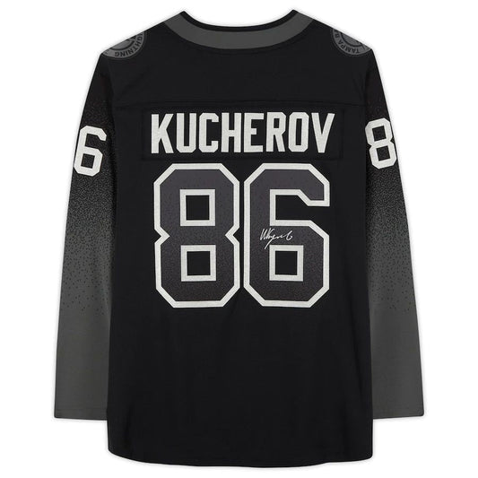 TB.Lightning #86 Nikita Kucherov Fanatics Authentic Autographed Breakaway Alternate Jersey Black Stitched American Hockey Jerseys CustomName