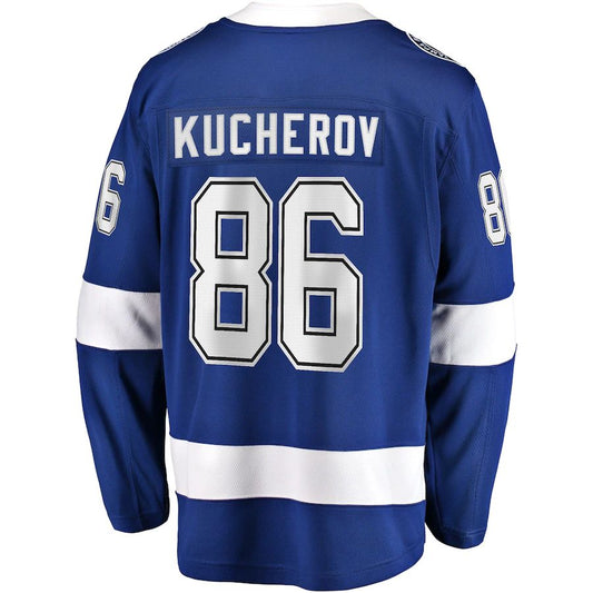 TB.Lightning #86 Nikita Kucherov Fanatics Branded Home 2022 Stanley Cup Final Breakaway Player Jersey Blue Stitched American Hockey Jerseys CustomName