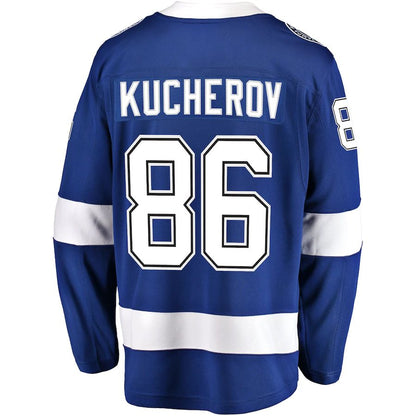 TB.Lightning #86 Nikita Kucherov Fanatics Branded Home Breakaway Player Jersey Blue Stitched American Hockey Jerseys CustomName