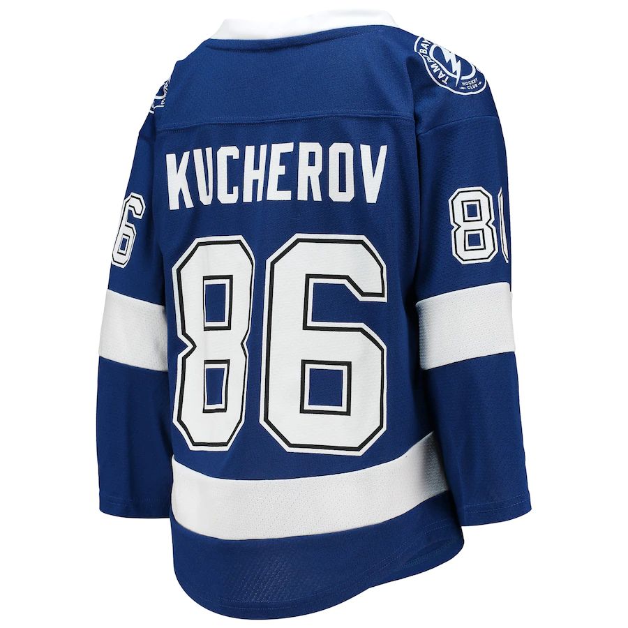 TB.Lightning #86 Nikita Kucherov Home Replica Player Jersey Blue Stitched American Hockey Jerseys CustomName