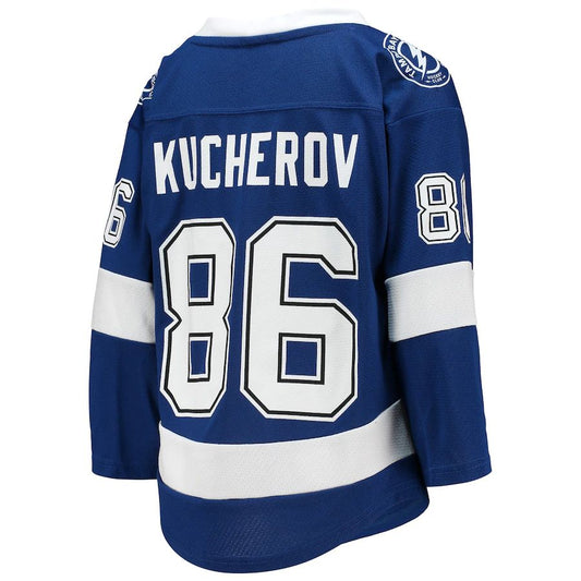 TB.Lightning #86 Nikita Kucherov Home Replica Player Jersey Blue Stitched American Hockey Jerseys CustomName