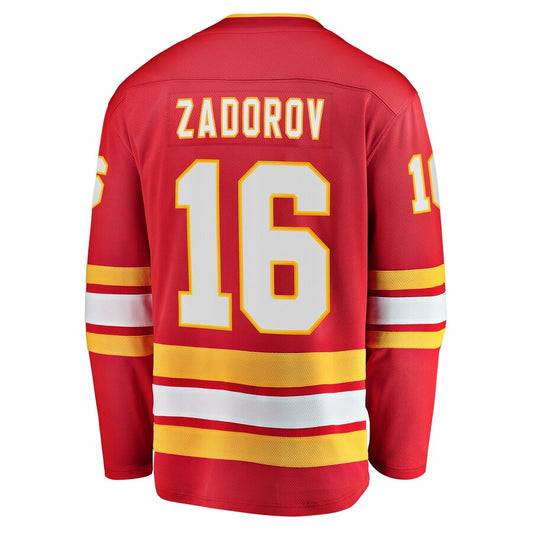 C.Flames #16 Nikita Zadorov Fanatics Branded Home Breakaway Player Jersey Red Stitched American Hockey Jerseys CustomName