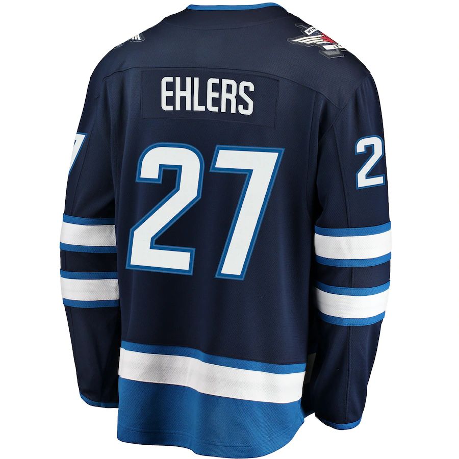 W.Jets #27 Nikolaj Ehlers Fanatics Branded Breakaway Replica Jersey Navy Stitched American Hockey Jerseys CustomName