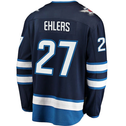 W.Jets #27 Nikolaj Ehlers Fanatics Branded Breakaway Replica Jersey Navy Stitched American Hockey Jerseys CustomName