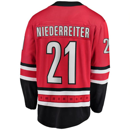 C.Hurricanes #21 Nino Niederreiter Fanatics Branded Home Breakaway Player Jersey Red Stitched American Hockey Jerseys CustomName