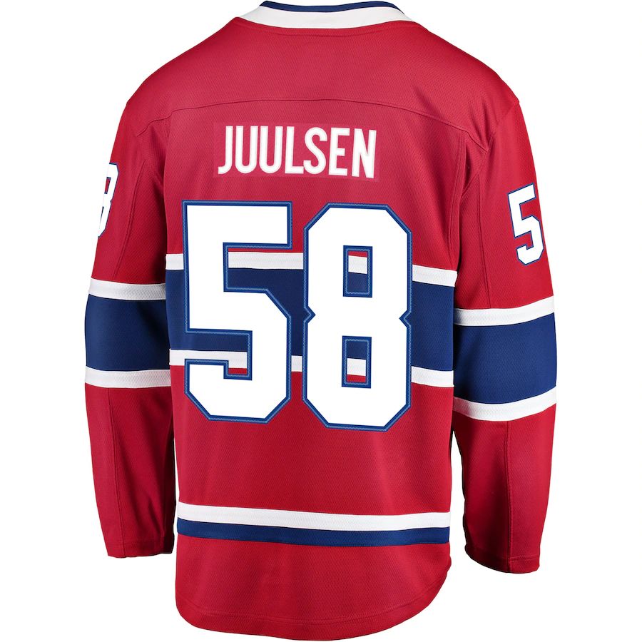 M.Canadiens #58 Noah Juulsen Fanatics Branded Breakaway Player Jersey Jersey  Red Stitched American Hockey Jerseys CustomName