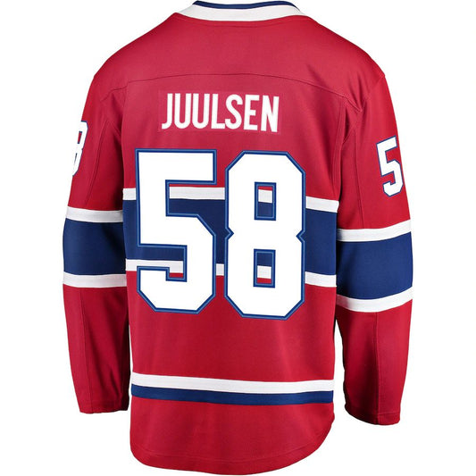 M.Canadiens #58 Noah Juulsen Fanatics Branded Breakaway Player Jersey Jersey  Red Stitched American Hockey Jerseys CustomName