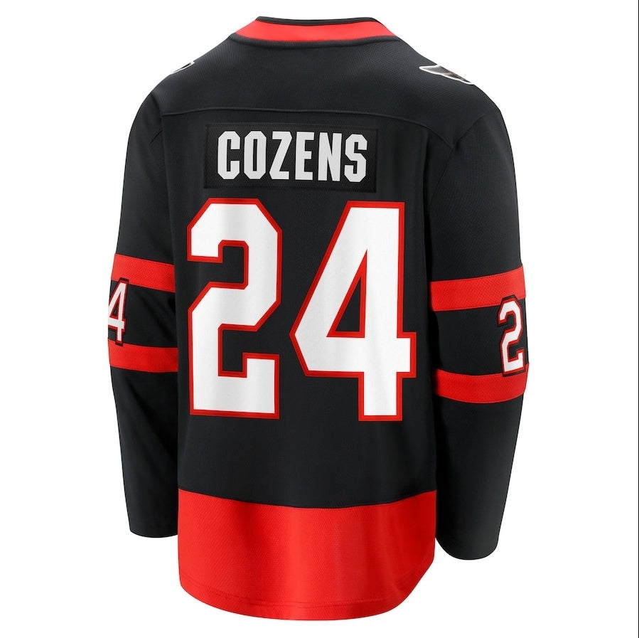 O.Senators #24 Dylan Cozens Fanatics Home Breakaway Jersey - Black Stitched American Hockey Jerseys CustomName