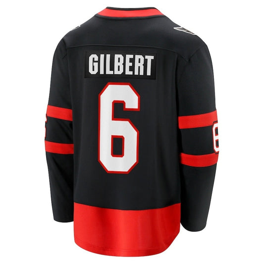 O.Senators #6 Dennis Gilbert Fanatics Home Breakaway Jersey - Black Stitched American Hockey Jerseys CustomName