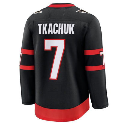 O.Senators #7 Brady Tkachuk Fanatics Home Premium Jersey - Black Stitched American Hockey Jerseys CustomName