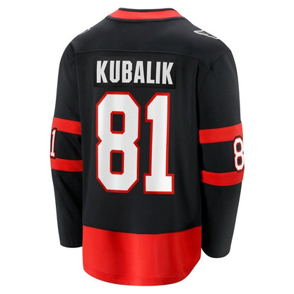 O.Senators #81 Dominik Kubalik Fanatics Home Breakaway Jersey - Black Stitched American Hockey Jerseys CustomName