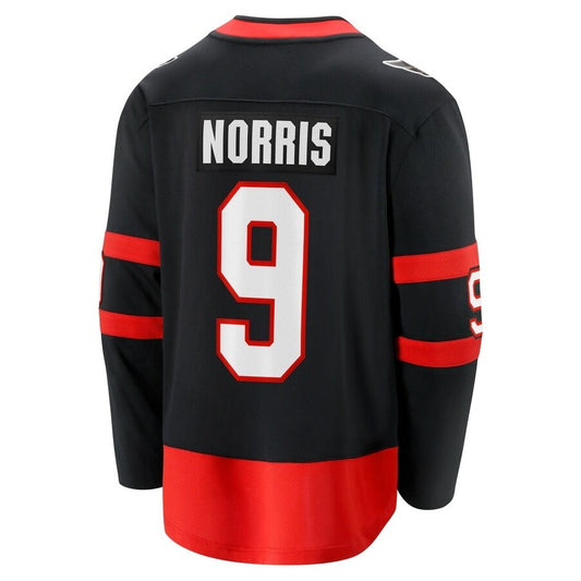 O.Senators #9 Josh Norris Fanatics Home Breakaway Jersey - Black Stitched American Hockey Jerseys CustomName
