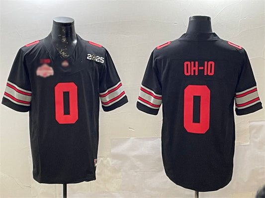 O.State Buckeyes #0 OH-IO Black 2025 CFP Final With National Champions Patch F.U.S.E. Vapor Limited Stitched Football American College Jerseys