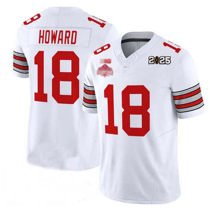 O.State Buckeyes #18 Will Howard White 2025 CFP Final With National Champions Patch F.U.S.E. Vapor Limited Stitched Football American College Jerseys