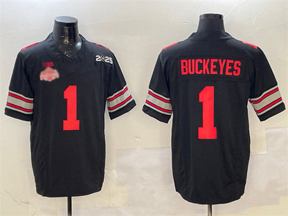 O.State Buckeyes #1 Buckeyes Black 2025 CFP Final With National Champions Patch F.U.S.E. Vapor Limited Stitched Football American College Jerseys