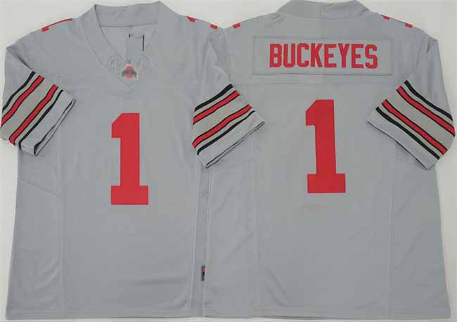 O.State Buckeyes #1 Buckeyes Gray 2025 F.U.S.E. Limited Stitched American College Jerseys