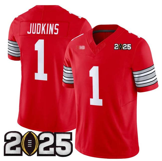 O.State Buckeyes #1 Quinshon Judkins Red 2025 CFP Final Patch F.U.S.E. Vapor Limited Stitched Football American College Jerseys