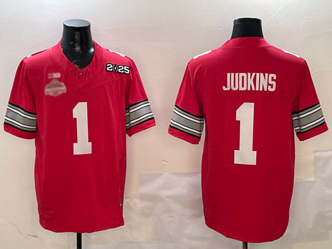 O.State Buckeyes #1 Quinshon Judkins Red 2025 CFP Final With National Champions Patch F.U.S.E. Vapor Limited Stitched Football American College Jerseys